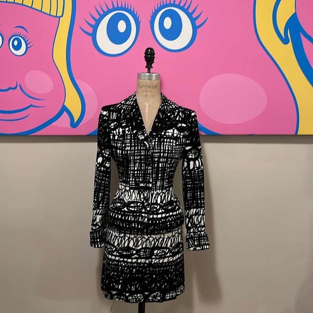 Moschino Cheap Chic Black White Velvet Skirt Suit The Nanny